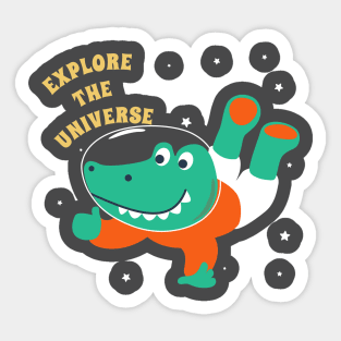 Cute dinosaur astronaut. Sticker